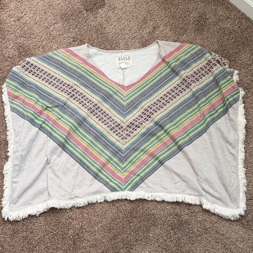 Billabong Colorful Striped Poncho with Fringe